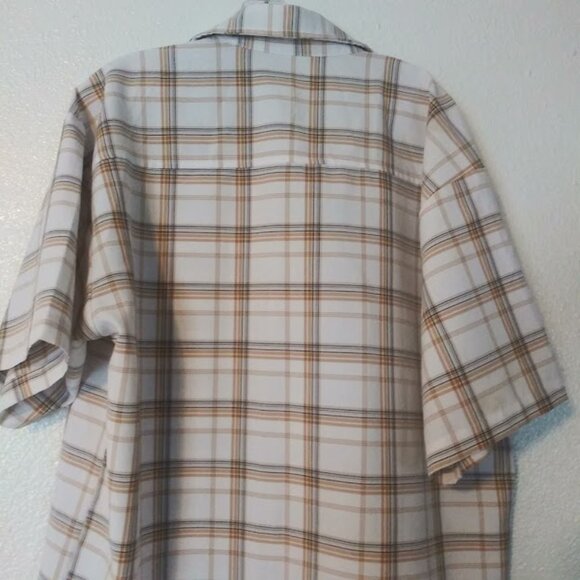 Oso Brand Men's size Large white, brown and black plaid print top - Picture 5 of 13